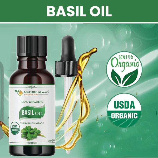 USDA Certified Nature Always' Organic Basil Essential Oil