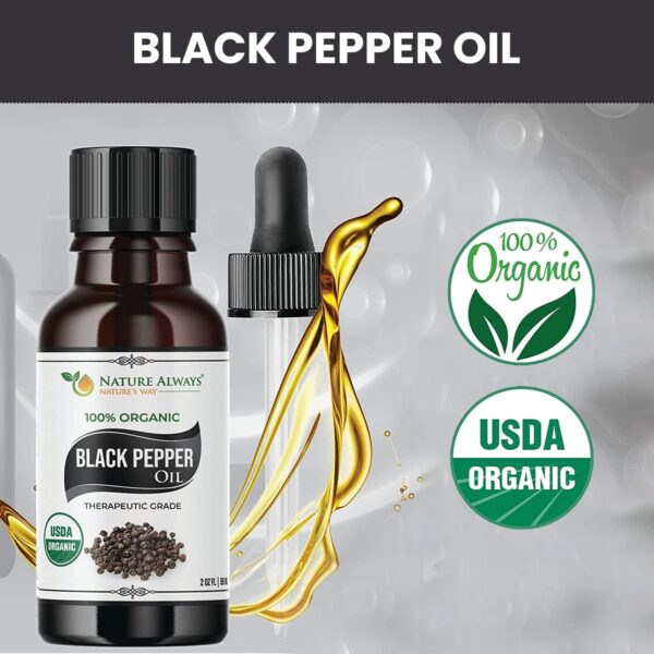 USDA Certified Nature Always' Organic Black Pepper Essential Oil