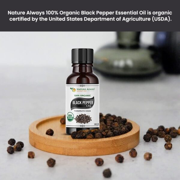 USDA Certified Nature Always' Organic Black Pepper Essential Oil